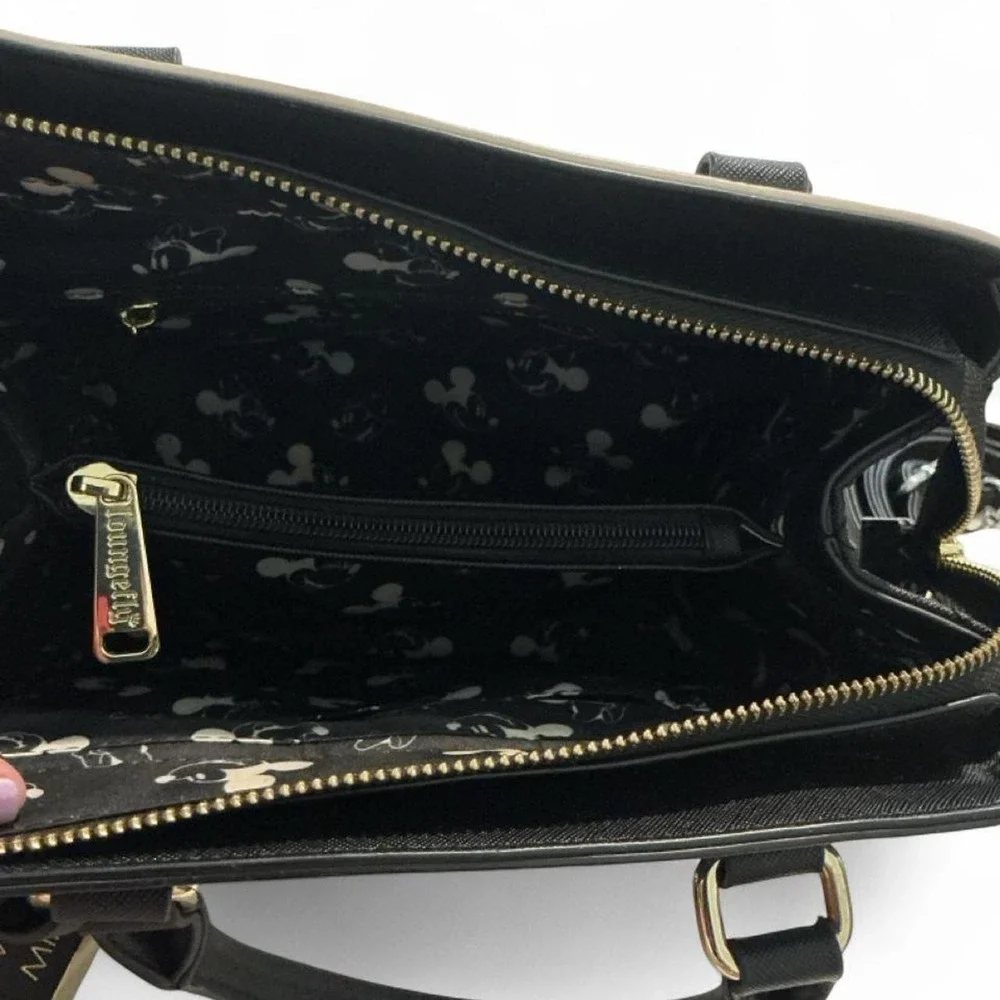 Loungefly Disney Mickey Minnie Satchel Bag Womens Medium Black White Excellent